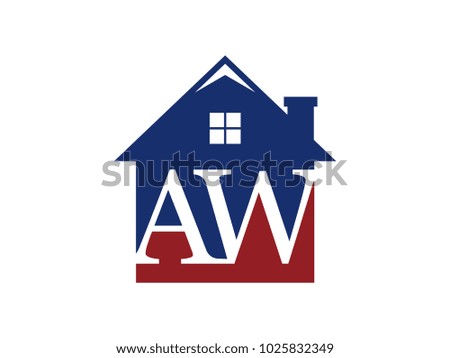 Logo house building with initial letter AW