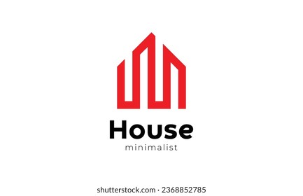 Logo house design line minimalist simple for property agency or real estate company