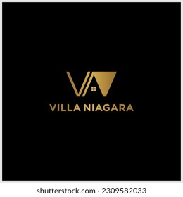 
Logo House. Gold House Symbol Geometric Linear Style Isolated on Double Background. Can be used for Real Estate, Construction, Architecture and Building Logos