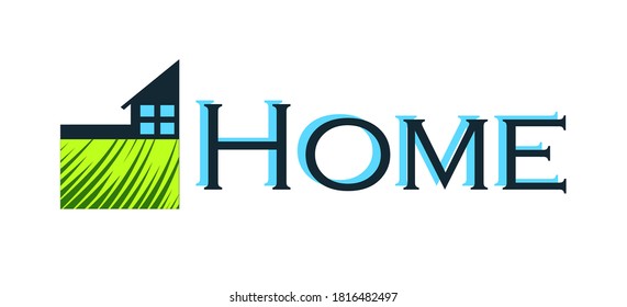logo with house and grass illustration