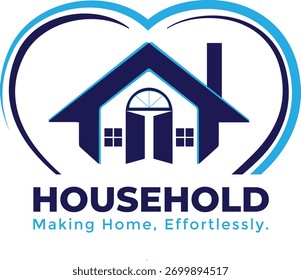 Logotipo con forma de casa y corazón
