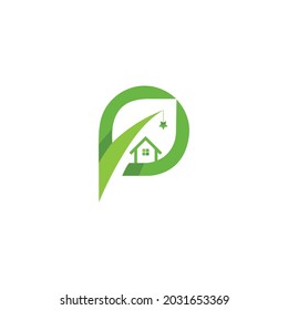 Logo eines Hauses, Haus mit Blatt