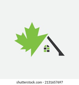 logo of a house  home with a leaf