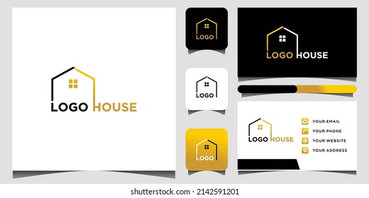 Logo HOUSE Letter Design Monogram and business card template Premium Vector