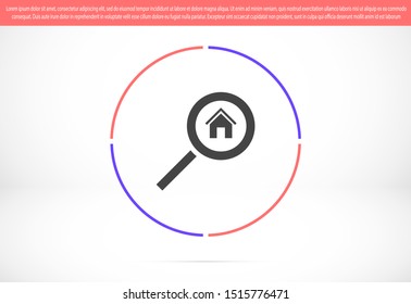 Logo House With Letter Q, Home Combined With Magnifying Glass Symbol, Logo Design Inspiration.Search house icon, vector simple illustration isolated on white.

