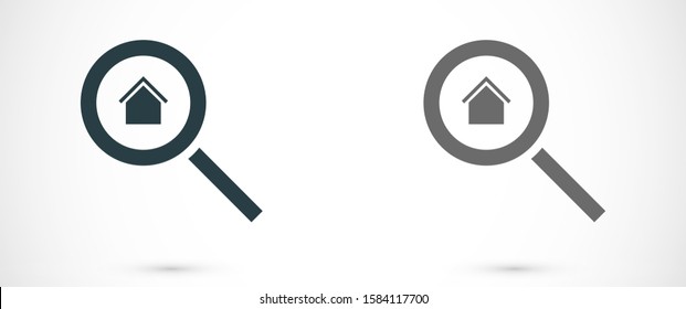 Logo House With Letter Q, Home Combined With Magnifying Glass Symbol, Logo Design Inspiration.Search house icon, vector simple illustration isolated on white.

