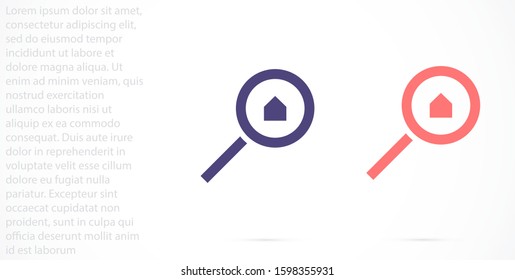 Logo House With Letter Q, Home Combined With Magnifying Glass Symbol, Logo Design Inspiration.Search house icon, vector simple illustration isolated on white.

