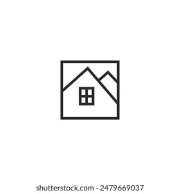 Logo house line stroke minimalist with blank background