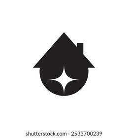Logo house planet star unique design with blank background
