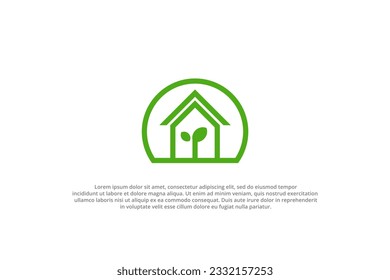 logo house plant leaf sprout green nature