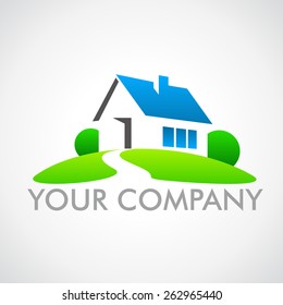 Logo house.  Logo for the real estate company. Logo for company trademark. Logo of construction company.