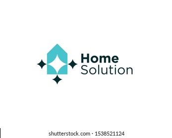 logo of the house with a splash of cleanliness with a spark symbol in negative space. suitable for companies engaged in home care. editable and easy to use
