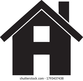 Logo de una casa en los pasos vectoriales. La casa es blanca y negra