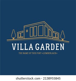 Logo of the house, villa, cottage. Golden House Symbol geometric linear style isolated on double background. Used for real estate, construction, architecture and building logos.Flat vector logo design