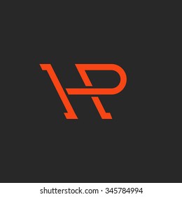 Logo HP letters monogram, weave thin line geometric shape H and P, mockup design element business card emblem