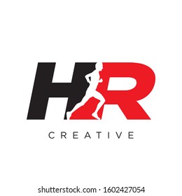 logo hr with human run design vector