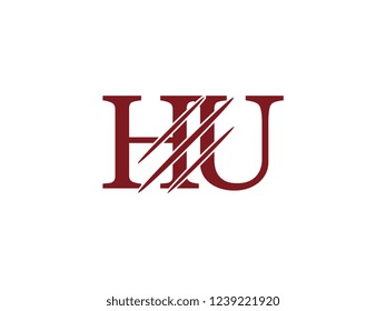 the logo of the HU letter with the style of scratching the incision