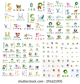 Logo huge mega collection, abstract geometric business icon set - letters swirls waves and other shapes. Modern clean universal symbols
