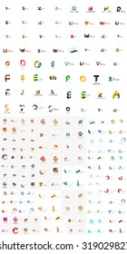 Logo huge mega collection, abstract geometric business icon set - letters swirls waves and other shapes. Modern clean universal symbols
