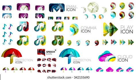 Logo huge mega collection, abstract geometric business icon set. Modern clean universal symbols. Vector illustration