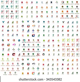 Logo huge mega collection, abstract geometric business icon set. Modern clean universal symbols. Vector illustration