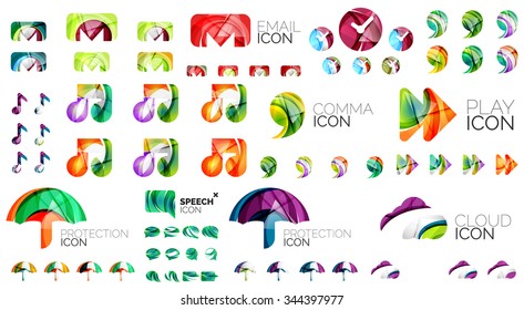 Logotipo enorme mega colección, conjunto abstracto de iconos geométricos de negocios. Símbolos universales limpios y modernos. Ilustración del vector