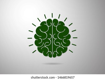 Logo, human brain icon. Concept of thinking, brainstorming, good idea, brain activity, understanding. Vector illustration for your design.