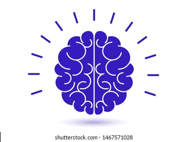Logo, human brain icon. Concept of thinking, brainstorming, good idea, brain activity, understanding. Vector illustration for your design.