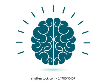 Logo, human brain icon. Concept of thinking, brainstorming, good idea, brain activity, understanding. Vector illustration for your design.