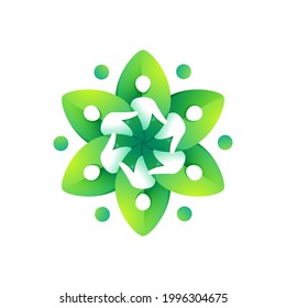 Logo of human and green leaves. Perfect for your organic emblem, go green identity, creative t-shirts, zero waste merchandise.