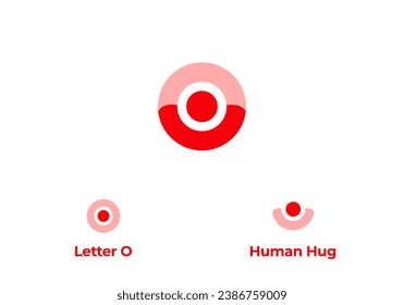 Logo Human and Letter O, Human Hug Logo, Minimalsit Modern Logo With Philosophy. Editable File