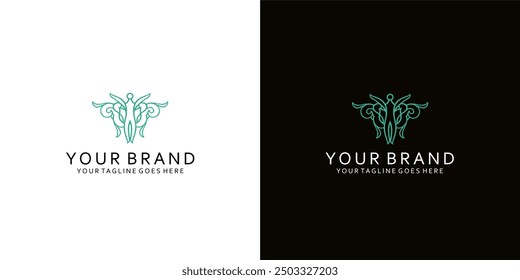 A logo with human shaping line elements of wellness gives a simple and elegant impression