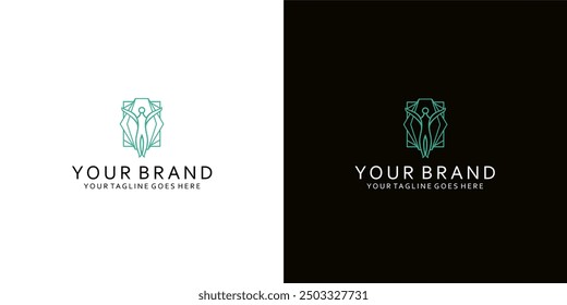 A logo with human shaping line elements of wellness gives a simple and elegant impression