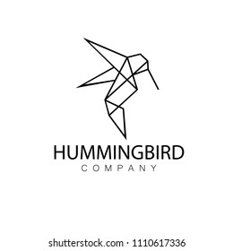 Logo of the humming birds of geometric lines. Flat humming-logo.