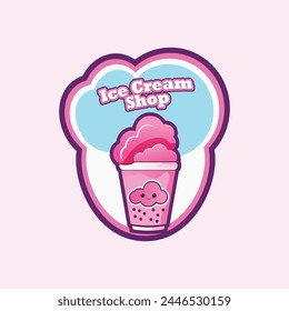 diseño de helado de logotipo, ilustración de arte gráfico de Vector 