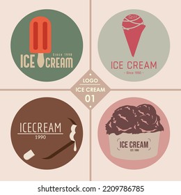 LOGO Ice cream set 4 style do program Illustrator