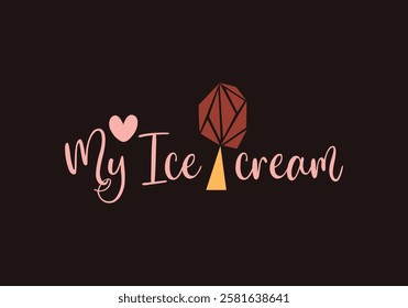 Logo for ice cream shop popsicle on brown - vector stylized illustration for signboard design, business cards, packaging, labels