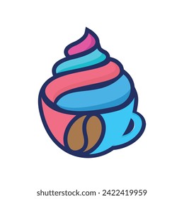 Logo ice cream tea and coffee vector design