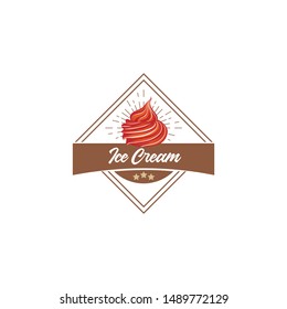 logo ice cream triangle label with icon vector