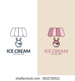 Logo Ice cream. Vector italian ice cream labels. Retro logos for cafeteria or bar.