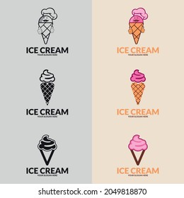 Logo Ice cream. Vector italian ice cream labels. Retro logos for cafeteria or bar.
