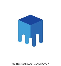 Cubo de gelo do logotipo derreter design exclusivo com fundo em branco