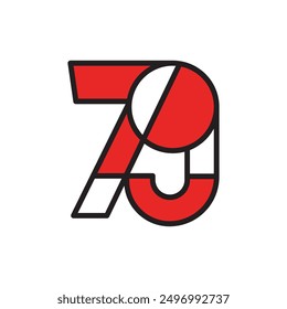 Icono del logotipo El 79° Día de la Independencia de Indonesia aislado en blanco