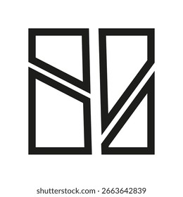 Icono de logotipo. Abstractas líneas negras. Forma geométrica dividida. Vector moderno. EPS 10.