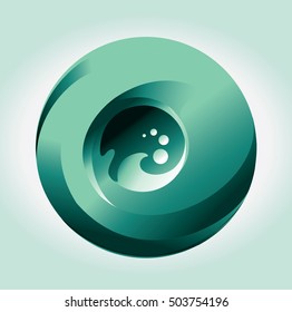 Logo icon. Abstract water in a circle with a wave inside. Vector image