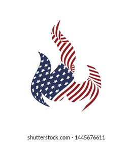 the logo and icon of the American flag are in the form of fire