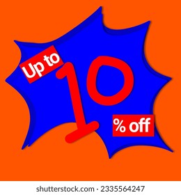 Logo-Icon-Hintergrund bis zu 5 10 15 20 25 30 35 40 45 50 60 70 80 90 % Rabatt und Super-Sale Comic-Orange und Blau-Stil