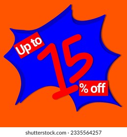 Logo icon background uo to 5 10 15 20 25 30 35 40 45 50 60 70 80 90 percent off and super sale comic orange and blue style