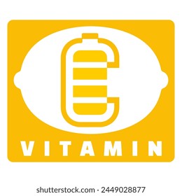 logo icon battery power of lemon vitamin c illustration emblem label by using negative space in the shape of a lemon with a rechart battery icon in the middle