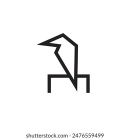 Logo or icon bird sitting line stroke with blank background